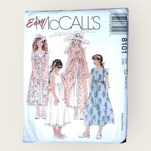 Vintage 1990s McCalls Sewing Pattern 8101 Girls Dress Slip Size 10-14 Uncut